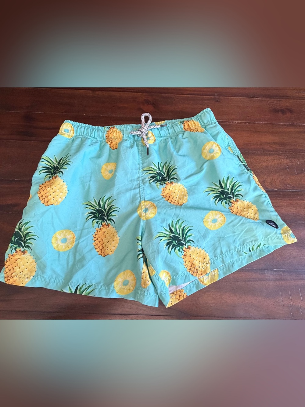 Molokai Surf Co Pineapple Print Swim Trunks Shorts Mint Green XL Tropical